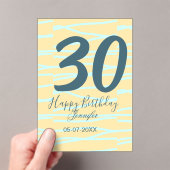 30歳の誕生日 名前 日付 年齢 イエロー ブルー パステル アクリル招待状 (インサイチュ (ポータブル))