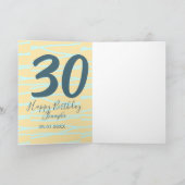 30歳の誕生日 名前 日付 年齢 イエロー ブルー パステル カード (内部)
