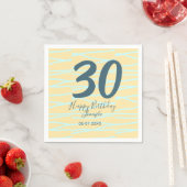30歳の誕生日 名前 日付 年齢 イエロー ブルー パステル スタンダードカクテルナプキン (インサイチュ)