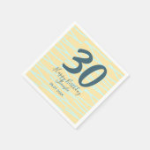 30歳の誕生日 名前 日付 年齢 イエロー ブルー パステル スタンダードカクテルナプキン (角)
