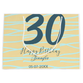 30歳の誕生日 名前 日付 年齢 イエロー ブルー パステル ラージペーパーバッグ
