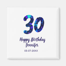 30歳の誕生日 名前 日付 年齢 青いスパークル マグネット