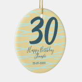 30歳の誕生日 名前 日付 年齢 黄色 青色 パステルカラー セラミックオーナメント (右)
