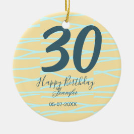 30歳の誕生日 名前 日付 年齢 黄色 青色 パステルカラー セラミックオーナメント