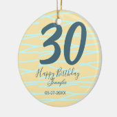 30歳の誕生日 名前 日付 年齢 黄色 青色 パステルカラー セラミックオーナメント (左)