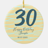 30歳の誕生日 名前 日付 年齢 黄色 青色 パステルカラー セラミックオーナメント (裏面)