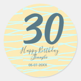 30歳の誕生日 名前 日付 年齢 黄色 青色 パステルカラー ラウンドシール