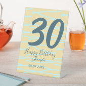 30歳の誕生日 名前 日付 年齢 黄色 青色 パステルカラー 台座サイン (インサイチュ)
