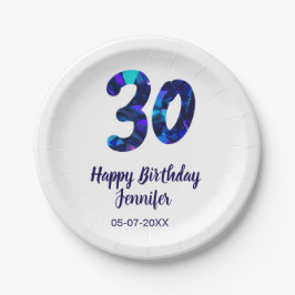 30歳の誕生日 名前 日付 年 スパークルブルー ペーパープレート