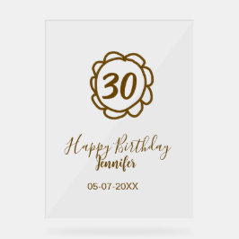 30歳の誕生日 名前 日付 年 テキスト 金色の花 アクリルサイン