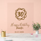 30歳の誕生日 名前 日付 年 テキスト 金色の花 アクリルサイン (ウェディング)