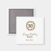 30歳の誕生日 名前 日付 年 テキスト 金色の花 マグネット (正面/裏面)