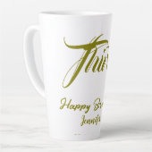 30歳の誕生日 名前 日付 年 テンプレート ゴールド thi カフェラテマグ (左アングル)