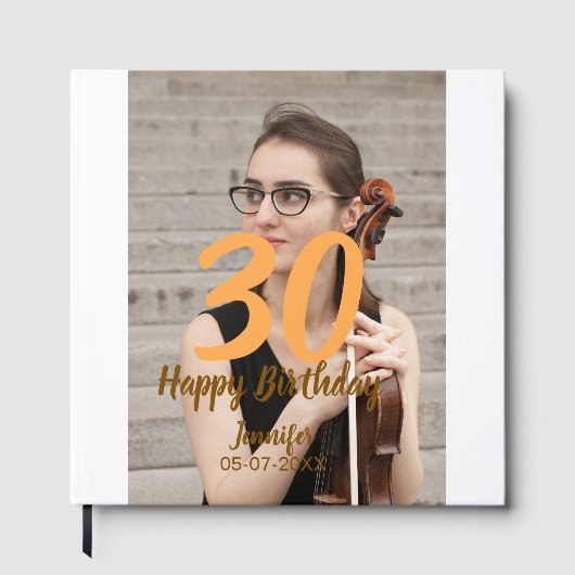 30歳の誕生日 名前 日付 年 白い写真 ゲストブック (正面)
