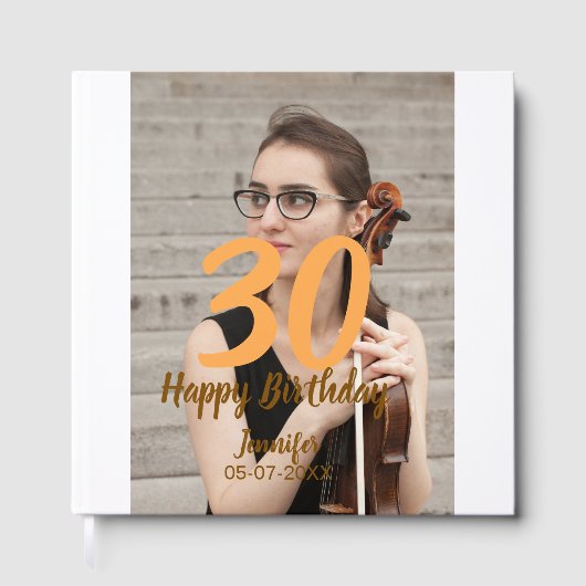 30歳の誕生日 名前 日付 年 白い写真 ゲストブック (正面)