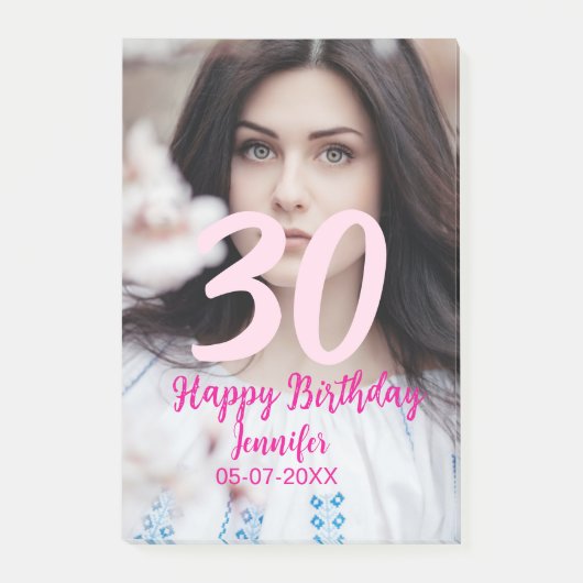 30歳の誕生日 名前 日付 年 白い写真 ポストイット (正面)