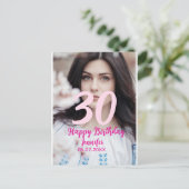 30歳の誕生日　名前　日付　年　白い写真 ポストカード (スタンド正面)