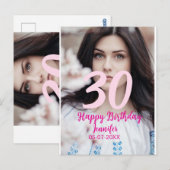 30歳の誕生日　名前　日付　年　白い写真 ポストカード (正面/裏面)