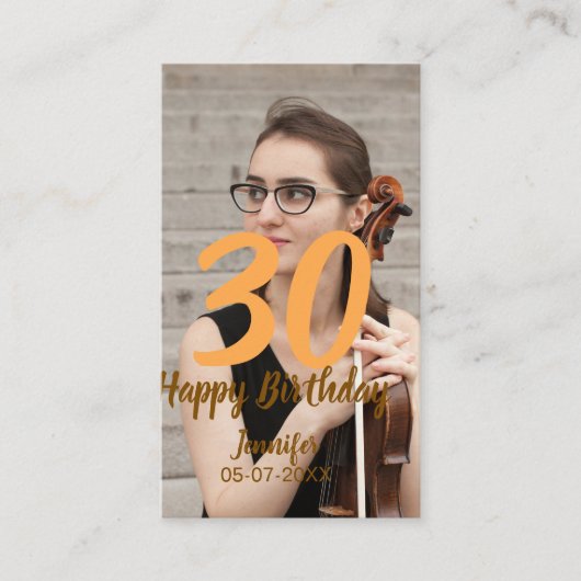 30歳の誕生日 名前 日付 年 白い写真 名刺 (正面)