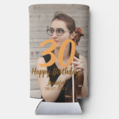 30歳の誕生日 名前 日付 年 白色の写真 スリム缶クーラー (裏面)