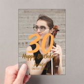 30歳の誕生日 名前 日付 年 白 写真 アクリル招待状 (インサイチュ (ポータブル))