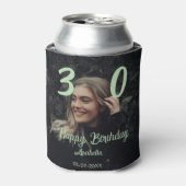 30歳の誕生日 名前 日付 年 緑の淡い色 太字 缶クーラー (缶正面)