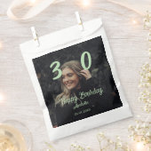 30歳の誕生日 名前 日付 年 緑 パステル 太字 フェイバーバッグ (クリップ留めされた状態)