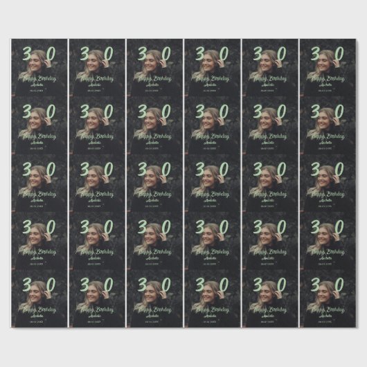 30歳の誕生日 名前 日付 年 緑 パステル 太字 ラッピングペーパー (フラット)
