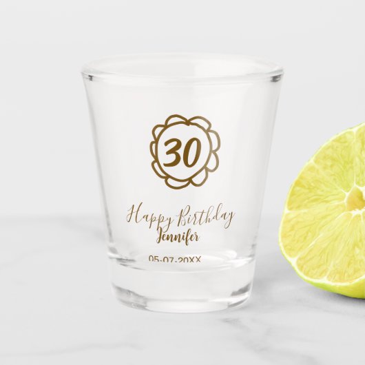 30歳の誕生日 名前 日付 年 花 ギフト ショットグラス (正面)