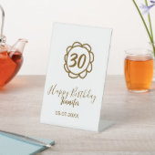 30歳の誕生日 名前 日付 年 金の花 テキスト 台座サイン (インサイチュ)