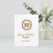 30歳の誕生日 名前 日付 年 金の花 テクス ポストカード (スタンド正面)