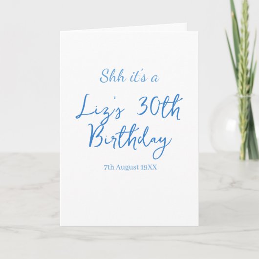 30歳の誕生日 名前 日付 青 シンプル ミニマル カード (正面)
