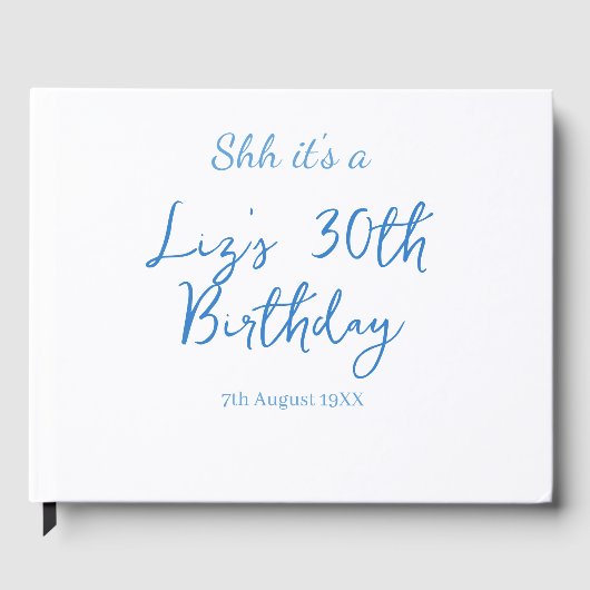 30歳の誕生日 名前 日付 青 シンプル ミニマル ゲストブック (正面)