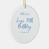30歳の誕生日 名前 日付 青 シンプル ミニマル セラミックオーナメント (右)