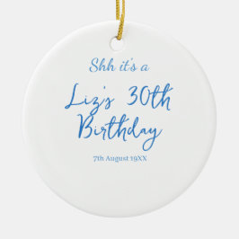 30歳の誕生日 名前 日付 青 シンプル ミニマル セラミックオーナメント