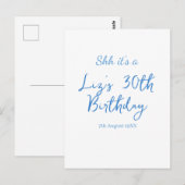 30歳の誕生日 名前 日付 青 シンプル ミニマル ポストカード (正面/裏面)