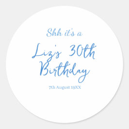 30歳の誕生日 名前 日付 青 シンプル ミニマル ラウンドシール