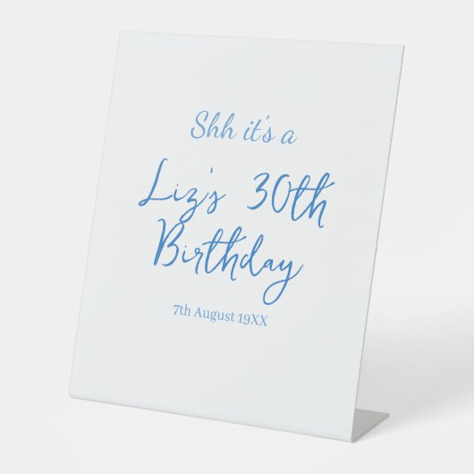 30歳の誕生日 名前 日付 青 シンプル ミニマル 台座サイン (正面)