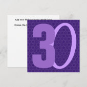 30歳の誕生日 大きな数字 紫 W956 招待状 (正面/裏面)