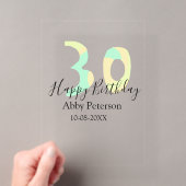 30歳の誕生日 太字 パステルイエロー ブラック リスト アクリル招待状 (インサイチュ (ポータブル))