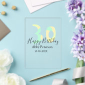 30歳の誕生日 太字 パステルイエロー ブラック リスト アクリル招待状 (インサイチュ (ウェディング))