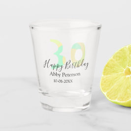 30歳の誕生日 太字 パステルイエロー ブラック リスト ショットグラス