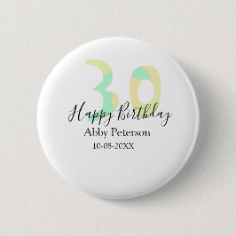 30歳の誕生日 太字 パステルイエロー ブラック リスト 缶バッジ