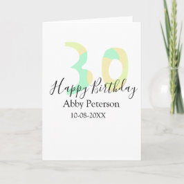 30歳の誕生日 太字 パステルイエロー ブラック レター カード