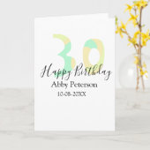 30歳の誕生日 太字 パステルイエロー ブラック レター カード (黄色い花)