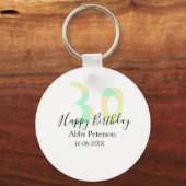 30歳の誕生日 太字 パステルイエロー ブラック レター キーホルダー (裏面)