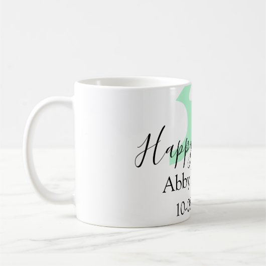 30歳の誕生日 太字 パステルイエロー ブラック レター コーヒーマグカップ (左)