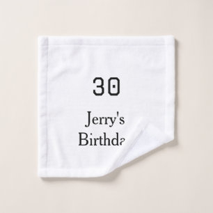 30歳の誕生日 太字 名前 日付 シンプル ミニマル ウォッシュタオル