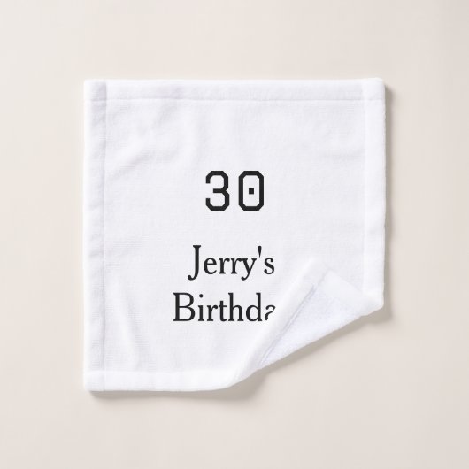 30歳の誕生日 太字 名前 日付 シンプル ミニマル ウォッシュタオル (ウォッシュタオル)