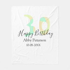 30歳の誕生日 太字 黄色と黒のレトロ フリースブランケット